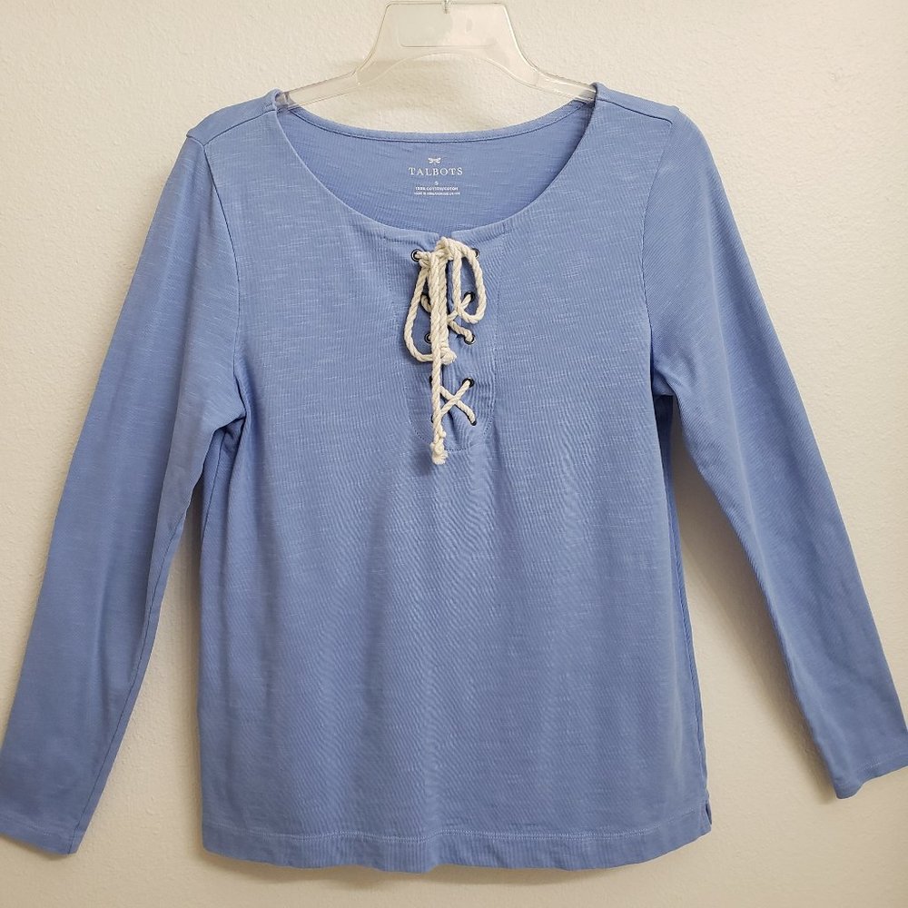 Talbots Cotton Nautical Look Long Sleeve Tee Small